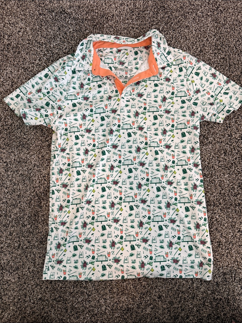 Swannies Boys Golf Shirt Medium White Printed